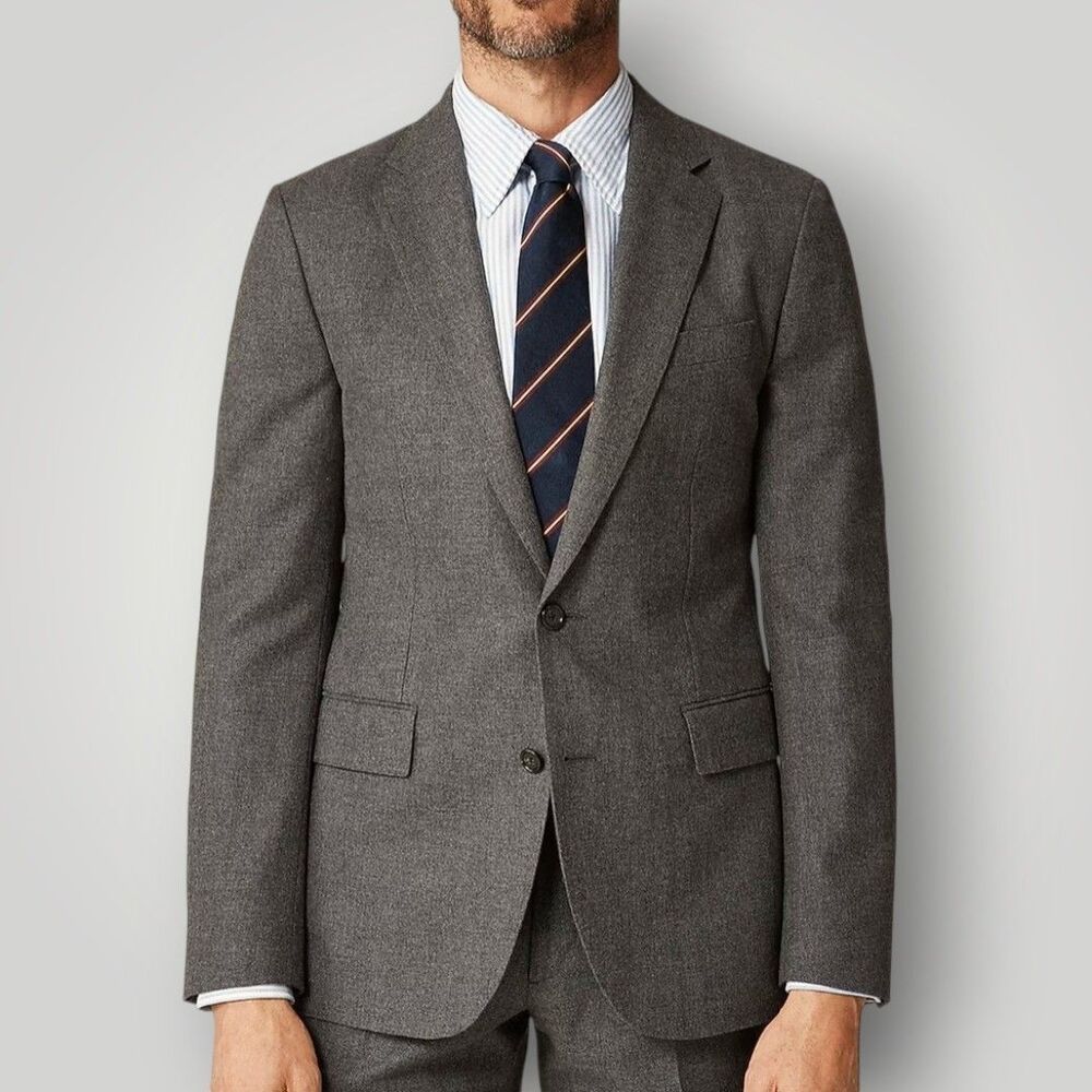 J.CREW Thompson Mens Blazer Sport Coat Two Button Suit Jacket 42R Gray VBC Wool